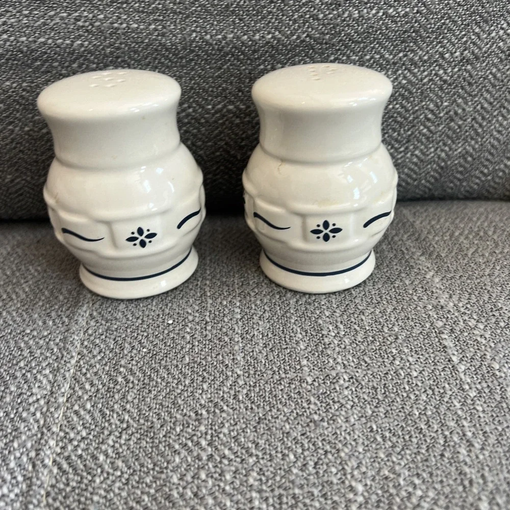 Longaberger Blue Woven Traditions Salt Pepper Shakers